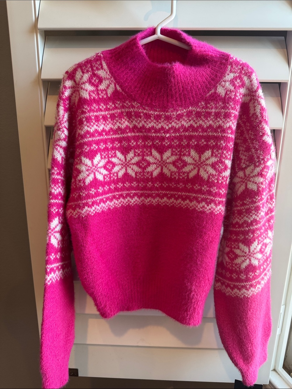 art class Hot Pink & White Fair Isle Turtleneck Sweater